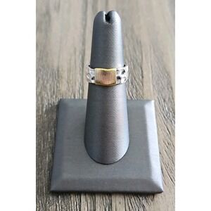 Creative Multi-loop Silver Ring With Gold Accent Size 7